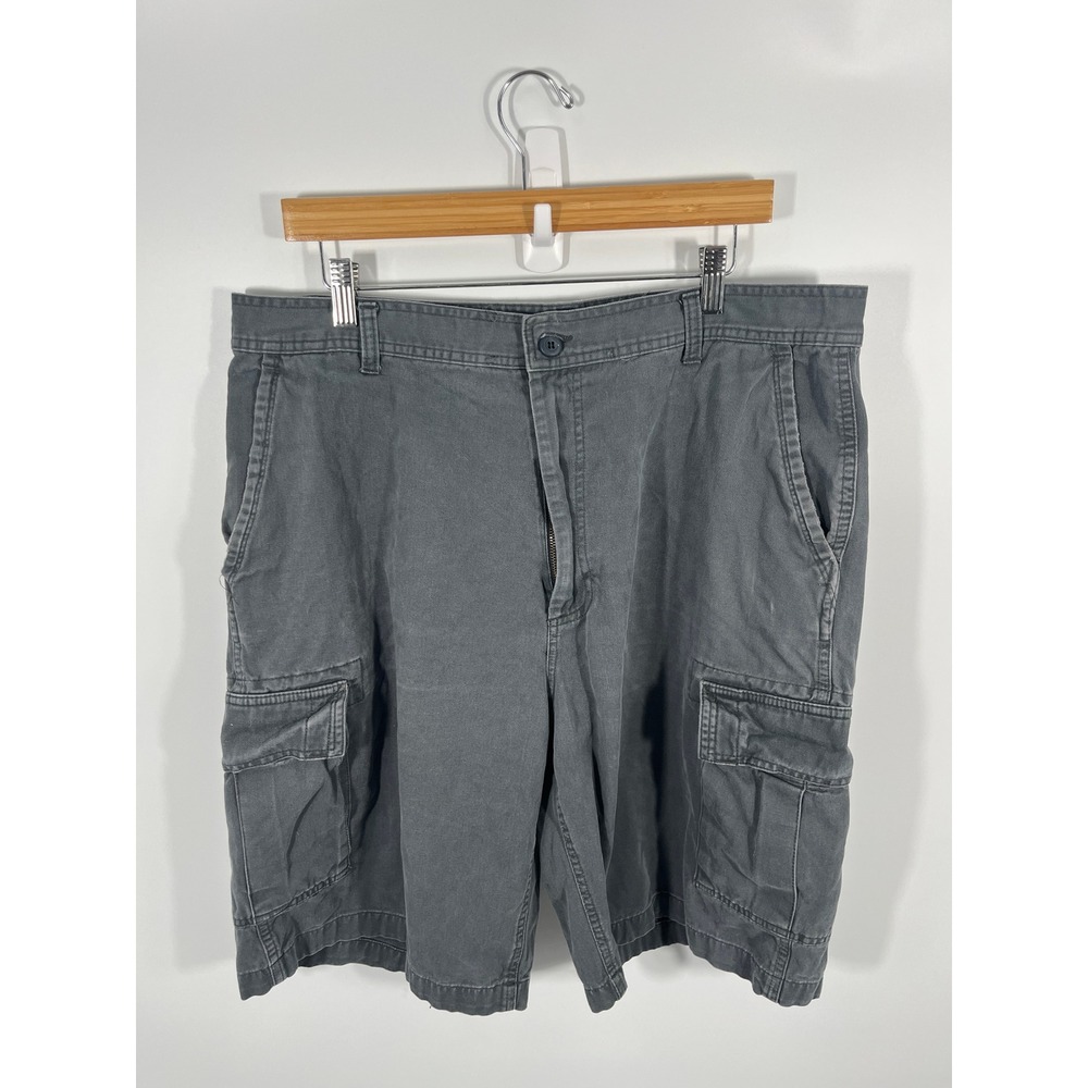 Mens‎ Y2K Cargo Shorts 38 Grey Baggy Loose Skater Street 100% Cotton